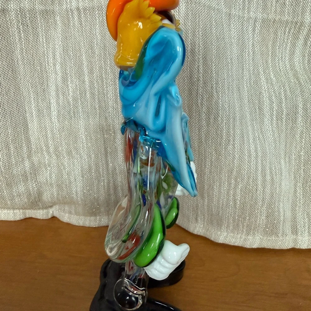 Colorful Hand-Blown Glass Clown Figurine